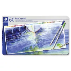   Akvarell ceruza készlet, hatszögletű, fém doboz, STAEDTLER Karat&reg; aquarell 125, 60 különböző szín (TS125M60)