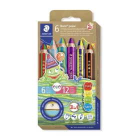   Színes ceruza készlet, duo színű, hegyezővel, STAEDTLER Noris&reg; junior 140, 6 különböző szín (TS1402C6)