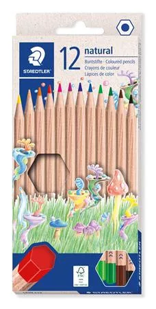 Színes ceruza készlet, hatszögletű, STAEDTLER Noris® natural 143N, 12 szín (TS143NC12)