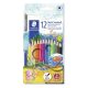 Akvarell ceruza készlet, hatszögletű, ecsettel, STAEDTLER Noris® aquarell 144 10, 12 különböző szín (TS14410NC12)