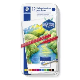   Akvarell ceruza készlet, hatszögletű, fémdobozos, STAEDTLER&reg; 146 10G, 12 különböző szín (TS14610GM12)