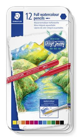 Akvarell ceruza készlet, hatszögletű, fémdobozos, STAEDTLER® 146 10G, 12 különböző szín (TS14610GM12)