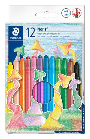 Zsírkréta, csavarós, STAEDTLER Noris 221, 12 különböző szín (TS221NWP12)
