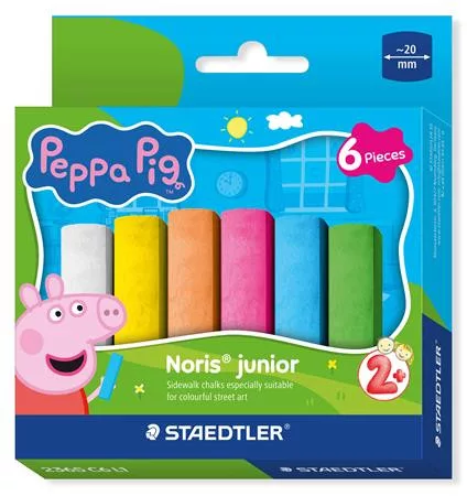 Aszfaltkréta, jumbo, STAEDTLER Noris&reg; Junior 2365, Peppa malac, 6 szín (TS2365C6L1)
