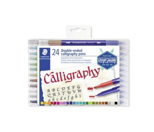 Kalligrafikus marker készlet, 2,0/3,5 mm, kétvégű, STAEDTLER 3005, 24 szín (TS3005TB24)