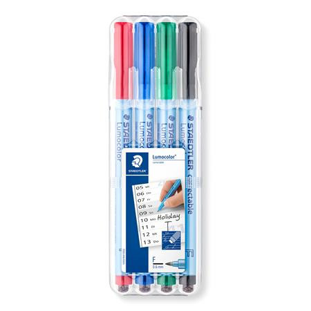 Alkoholmentes marker készlet, OHP, 0,6 mm, STAEDTLER Lumocolor 305 F, 4 különböző szín (TS305FWP4)