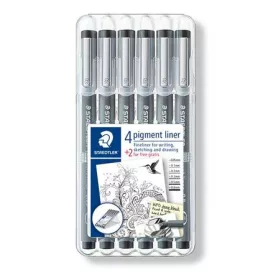   Tusfilc készlet, STAEDTLER Pigment Liner 308, fekete, 4+2 darab (TS308SB6P)