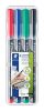 Alkoholos marker készlet, OHP, 0,4 mm, STAEDTLER Lumocolor® 313 S, 4 különböző szín (TS313WP4)