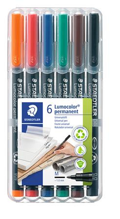 Alkoholos marker készlet, OHP, 1 mm, STAEDTLER Lumocolor® 317 M, 6 különböző szín (TS317WP6)