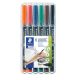 Alkoholos marker készlet, OHP, 1 mm, STAEDTLER Lumocolor® 317 M, 6 különböző szín (TS317WP6)
