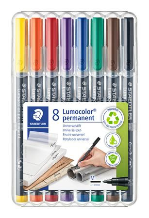 Alkoholos marker készlet, OHP, 1 mm, STAEDTLER Lumocolor® 317 M, 8 különböző szín (TS317WP8)
