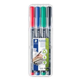   Alkoholos marker készlet, OHP, 0,6 mm, STAEDTLER Lumocolor® 318 F, 4 különböző szín (TS318WP4)