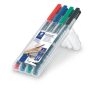 Alkoholos marker készlet, OHP, 0,6 mm, STAEDTLER Lumocolor® 318 F, 4 különböző szín (TS318WP4)