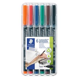   Alkoholos marker készlet, OHP, 0,6 mm, STAEDTLER Lumocolor® 318 F, 6 különböző szín (TS318WP6)