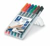 Alkoholos marker készlet, OHP, 0,6 mm, STAEDTLER Lumocolor® 318 F, 6 különböző szín (TS318WP6)