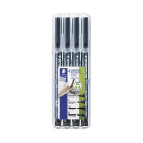   Alkoholos marker készlet, OHP, STAEDTLER Lumocolor® 31, 4 különböző vonalvastagság, fekete (TS319WP4GS)