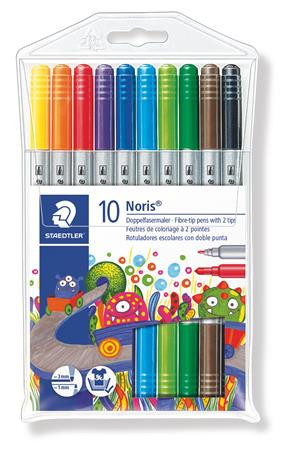 Filctoll készlet, 1-3 mm, kétvégű, kimosható, STAEDTLER Noris® 320, 10 különböző szín (TS320NWP10)