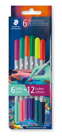Rostirón készlet, 1/3 mm, kétvégű, kimosható, STAEDTLER® 3280, Multiverzum 1, 6 különböző szín (TS3280C6E21)