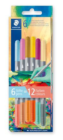 Rostirón készlet, 1/3 mm, kétvégű, kimosható, STAEDTLER® 3280, Multiverzum 2, 6 különböző szín (TS3280C6E22)