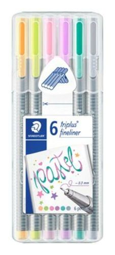 Tűfilc készlet, 0,3 mm, STAEDTLER Triplus Pastel 334, 6 pasztell szín (TS334SB6CS1)