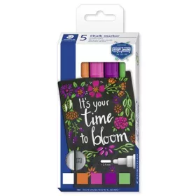   Krétamarker készlet, 2,4 mm, kúpos, STAEDTLER Lumocolor&reg; chalk marker 344, 5 különböző szín (TS344C5)