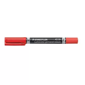   Alkoholos marker, 0,6/1,5 mm, kúpos, kétvégű, STAEDTLER Lumocolor&reg; duo 348, piros (TS3482)