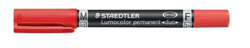 Alkoholos marker, 0,6/1,5 mm, kúpos, kétvégű, STAEDTLER Lumocolor® duo 348, piros (TS3482)