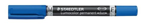 Alkoholos marker, 0,6/1,5 mm, kúpos, kétvégű, STAEDTLER Lumocolor® duo 348, kék (TS3483)