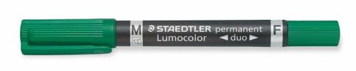 Alkoholos marker, 0,6/1,5 mm, kúpos, kétvégű, STAEDTLER Lumocolor® duo 348, zöld (TS3485)