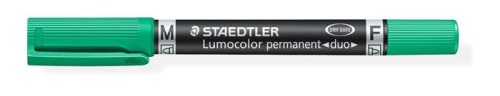 Alkoholos marker, 0,6/1,5 mm, kúpos, kétvégű, STAEDTLER Lumocolor® duo 348, zöld (TS3485)