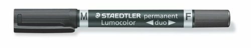 Alkoholos marker, 0,6/1,5 mm, kúpos, kétvégű, STAEDTLER Lumocolor® duo 348, fekete (TS3489)