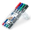 Alkoholos marker készlet, 0,6/1,5 mm, kúpos, kétvégű, STAEDTLER Lumocolor® duo 348, 4 különböző szín (TS348WP4)