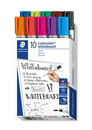 Táblamarker készlet, 2 mm, kúpos, STAEDTLER Lumocolor® 351, 10 különböző szín (TS351B10)