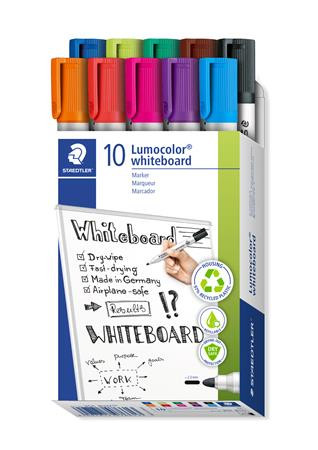 Táblamarker készlet, 2 mm, kúpos, STAEDTLER Lumocolor® 351, 10 különböző szín (TS351B10)