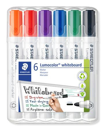 Táblamarker készlet, 2 mm, kúpos, STAEDTLER Lumocolor® 351, 6 különböző szín (TS351WP61)