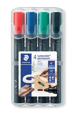 Alkoholos marker készlet, 2 mm, kúpos, STAEDTLER Lumocolor® 352, 4 különböző szín (TS352WP4)