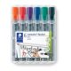 Flipchart marker készlet, 2 mm, kúpos, STAEDTLER Lumocolor 356, 6 különböző szín (TS356WP6)