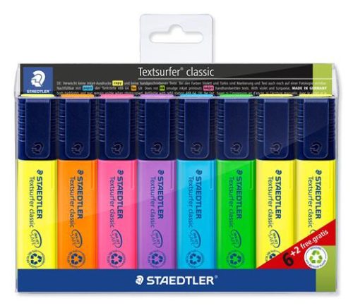 Szövegkiemelő készlet, 1-5 mm, STAEDTLER Textsurfer Classic 364, 6+2 különböző szín (TS364AWP8)