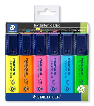 Szövegkiemelő készlet, 1-5 mm, STAEDTLER Textsurfer Classic 364, 6 különböző szín (TS364WP6)