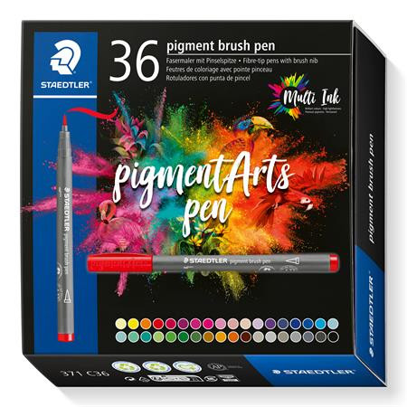 Ecsetirón készlet, STAEDTLER Pigment brush 371, 36 különböző szín (TS371C36)