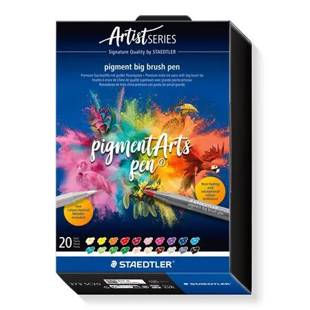 Ecsetirón készlet, STAEDTLER Pigment big brush 373, 20 különböző szín (TS373SC20)