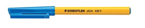 Golyóstoll, 0,3 mm, kupakos, STAEDTLER Stick 430 F, kék (TS430F3)