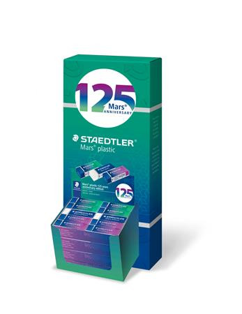 Radír display, STAEDTLER Mars® Plastic 526, 125 years, kék-zöld-lila (TS52650MCA40)