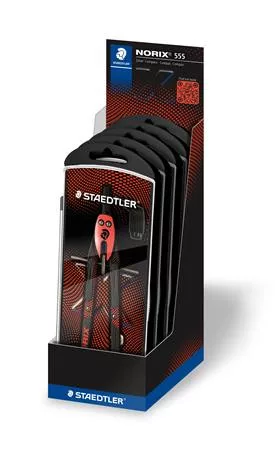 Körző készlet, precíziós, 3 darabos, STAEDTLER Norix® 555, piros (TS5550124)
