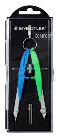 Körző készlet, precíziós, 2 darabos, STAEDTLER Mars Comfort 556, neon kék/zöld (TS55600N1)