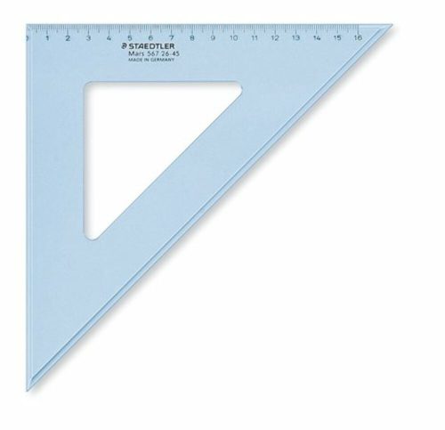 Háromszög vonalzó, műanyag, 45°, 25 cm, STAEDTLER Mars 567, átlátszó kék (TS5672645)