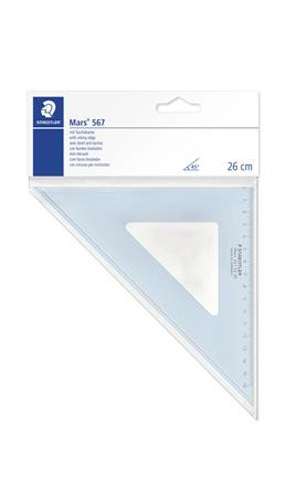 Háromszög vonalzó, műanyag, 45°, 25 cm, STAEDTLER Mars 567, átlátszó kék (TS5672645)