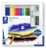 Akvarell ceruza készlet, ecsettel, radírral, hegyezővel, grafitceruzával, STAEDTLER® 146 10C, 12 különböző szín (TS6114610C)