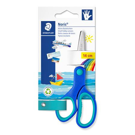 Olló, iskolai, 14 cm, balkezes, STAEDTLER Noris 965, kék (TS96514LNBK)