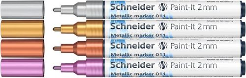 Metálfényű marker készlet, 2 mm, SCHNEIDER Paint-It 011, 4 különböző szín (TSC011V41)